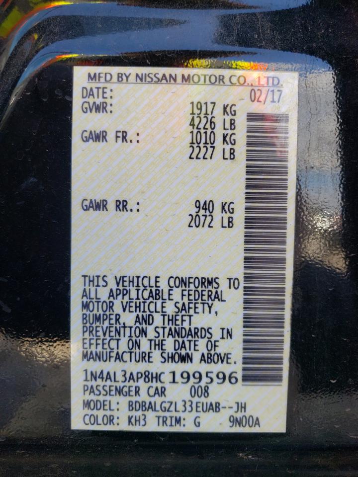 Photo 10 from auction – 2017 NISSAN ALTIMA 2.5 with VIN 1N4AL3AP8HC199596