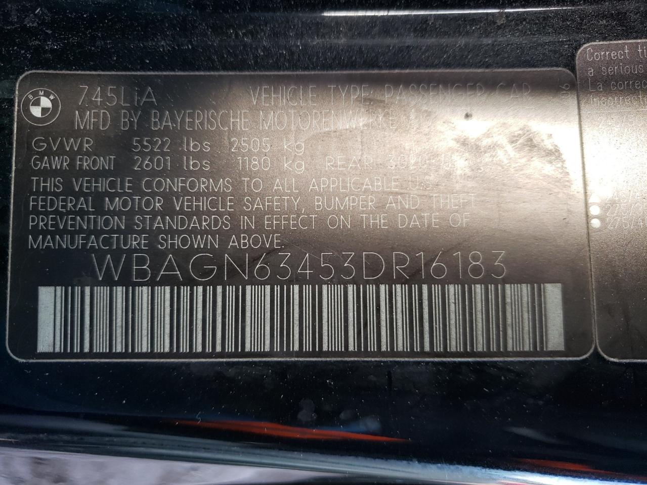 Photo 10 from auction – 2003 BMW 745 LI with VIN WBAGN63453DR16183