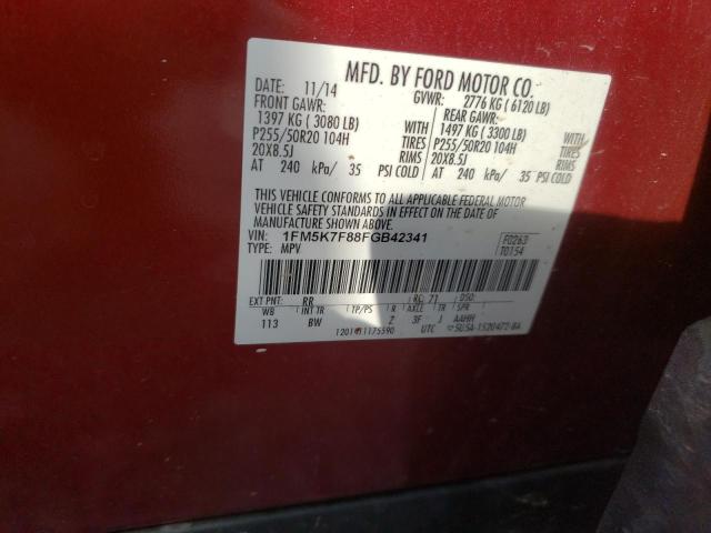 Photo 10 from auction – 2015 FORD EXPLORER L with VIN 1FM5K7F88FGB42341