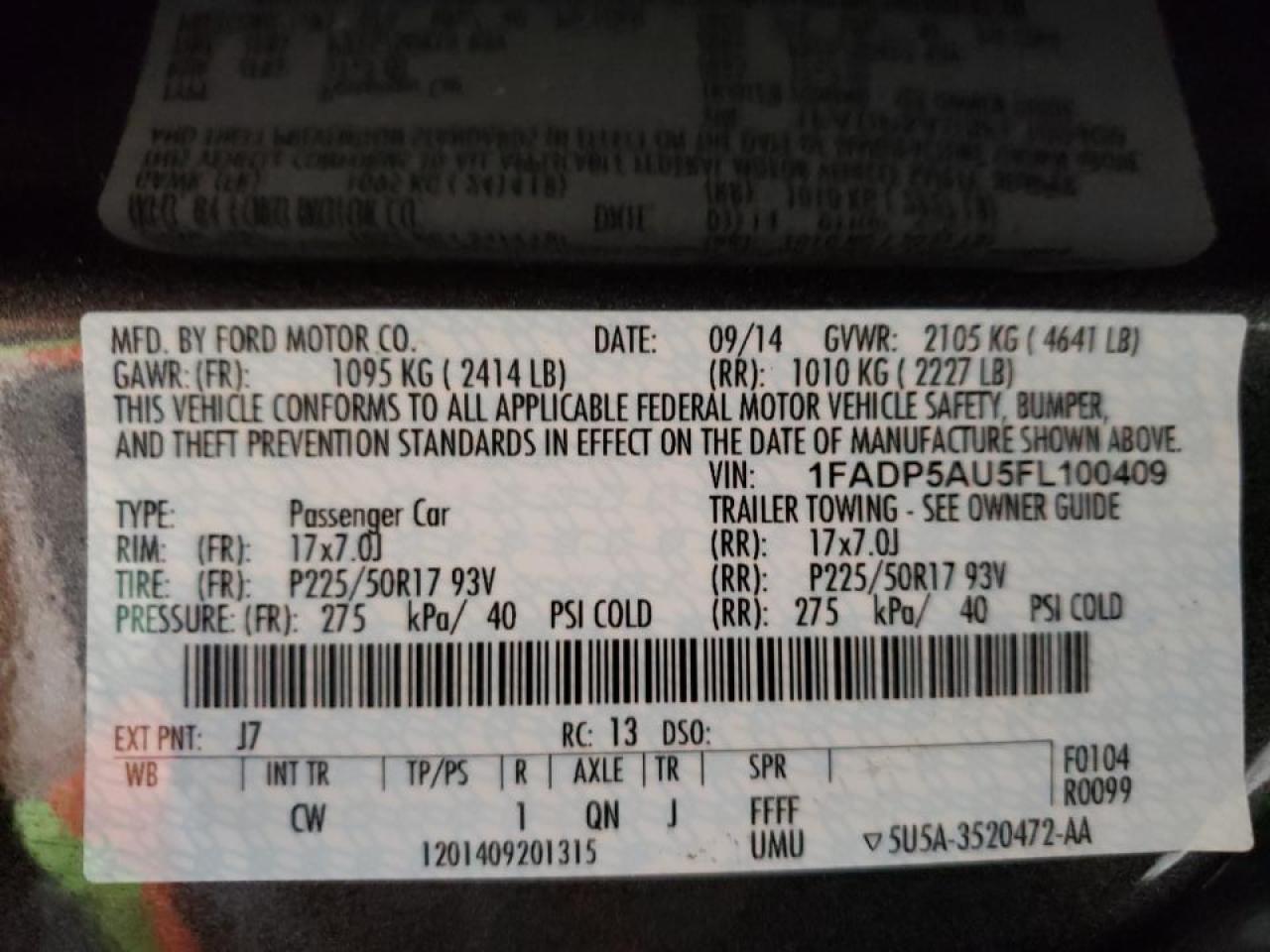 Photo 10 from auction – 2015 FORD C-MAX SE with VIN 1FADP5AU5FL100409