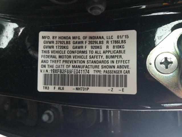 Photo 10 from auction – 2015 HONDA CIVIC EX with VIN 19XFB2F89FE041174