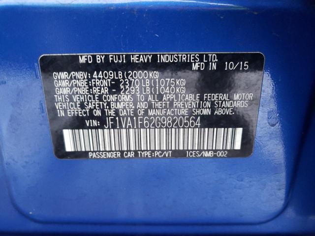 Photo 10 from auction – 2016 SUBARU WRX PREMIU with VIN JF1VA1F62G9820564
