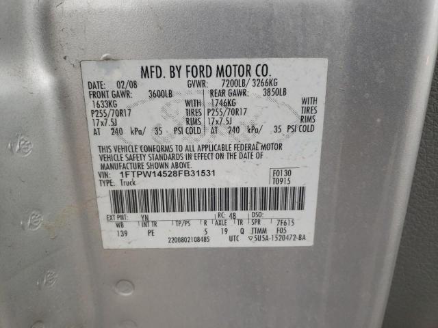 Photo 10 from auction – 2008 FORD F150 SUPER with VIN 1FTPW14528FB31531