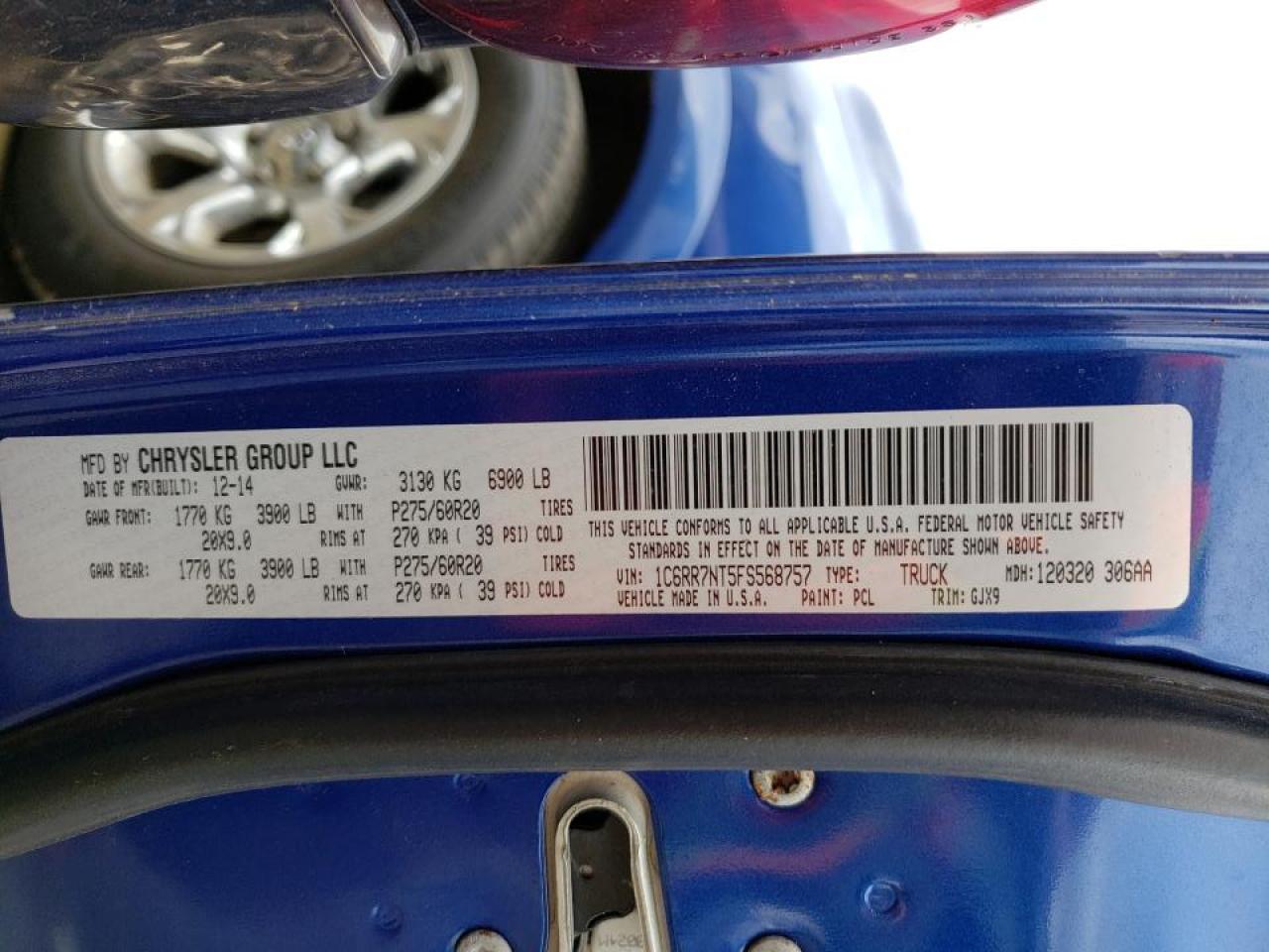 Photo 10 from auction – 2015 RAM 1500 LARAM with VIN 1C6RR7NT5FS568757