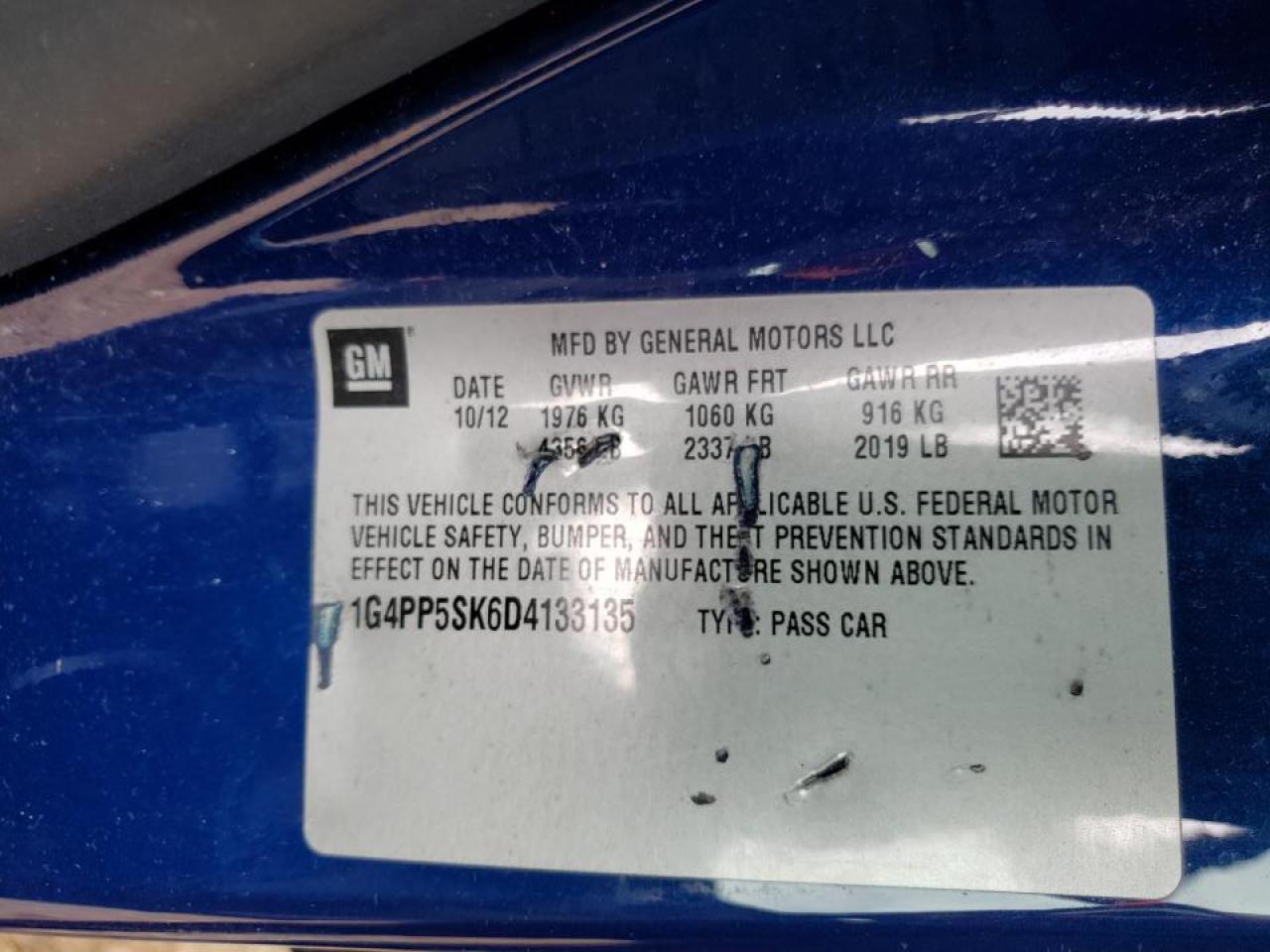 Photo 10 from auction – 2013 BUICK VERANO with VIN 1G4PP5SK6D4133135