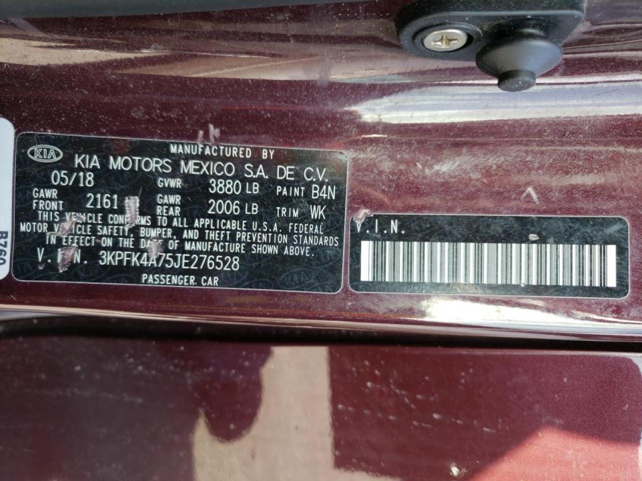 Photo 10 from auction – 2018 KIA FORTE LX with VIN 3KPFK4A75JE276528
