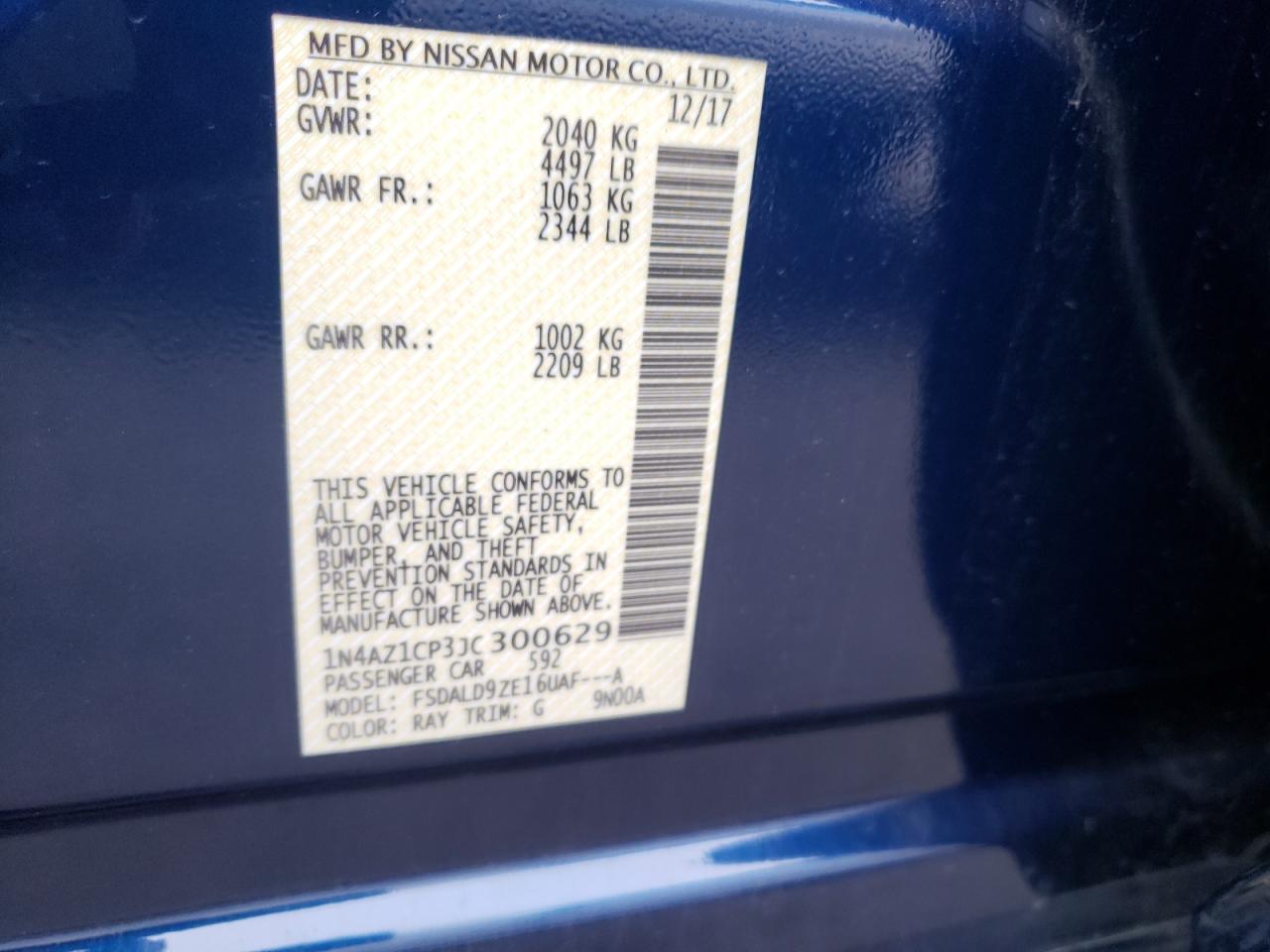 Photo 10 from auction – 2018 NISSAN LEAF S with VIN 1N4AZ1CP3JC300629