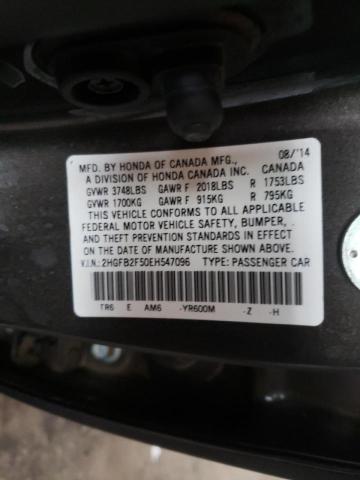 Photo 10 from auction – 2014 HONDA CIVIC LX with VIN 2HGFB2F50EH547096