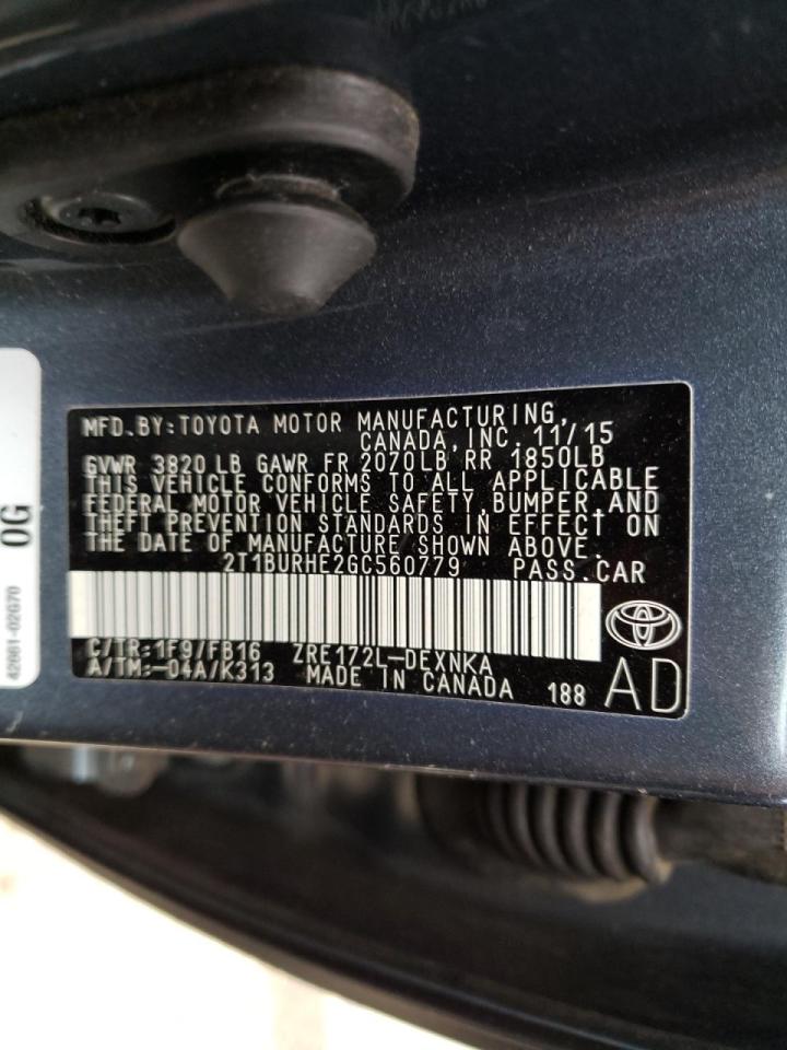 Photo 10 from auction – 2016 TOYOTA COROLLA L with VIN 2T1BURHE2GC560779