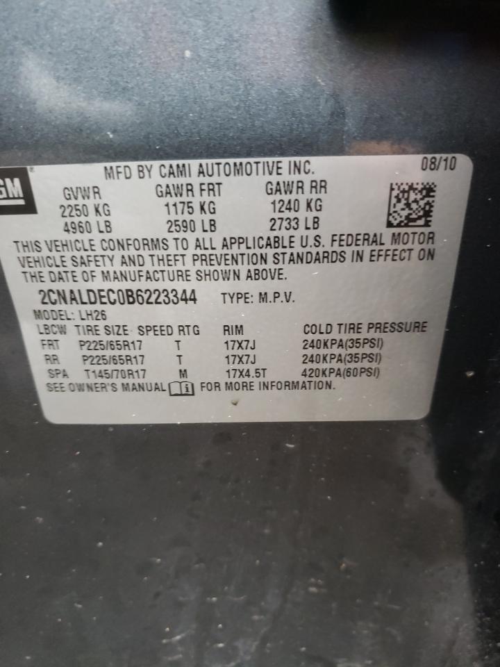 Photo 10 from auction – 2011 CHEVROLET EQUINOX LT with VIN 2CNALDEC0B6223344