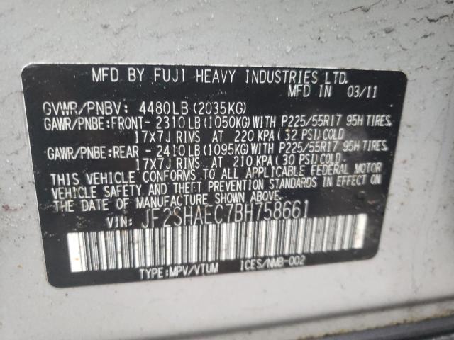 Photo 10 from auction – 2011 SUBARU FORESTER L with VIN JF2SHAEC7BH758661