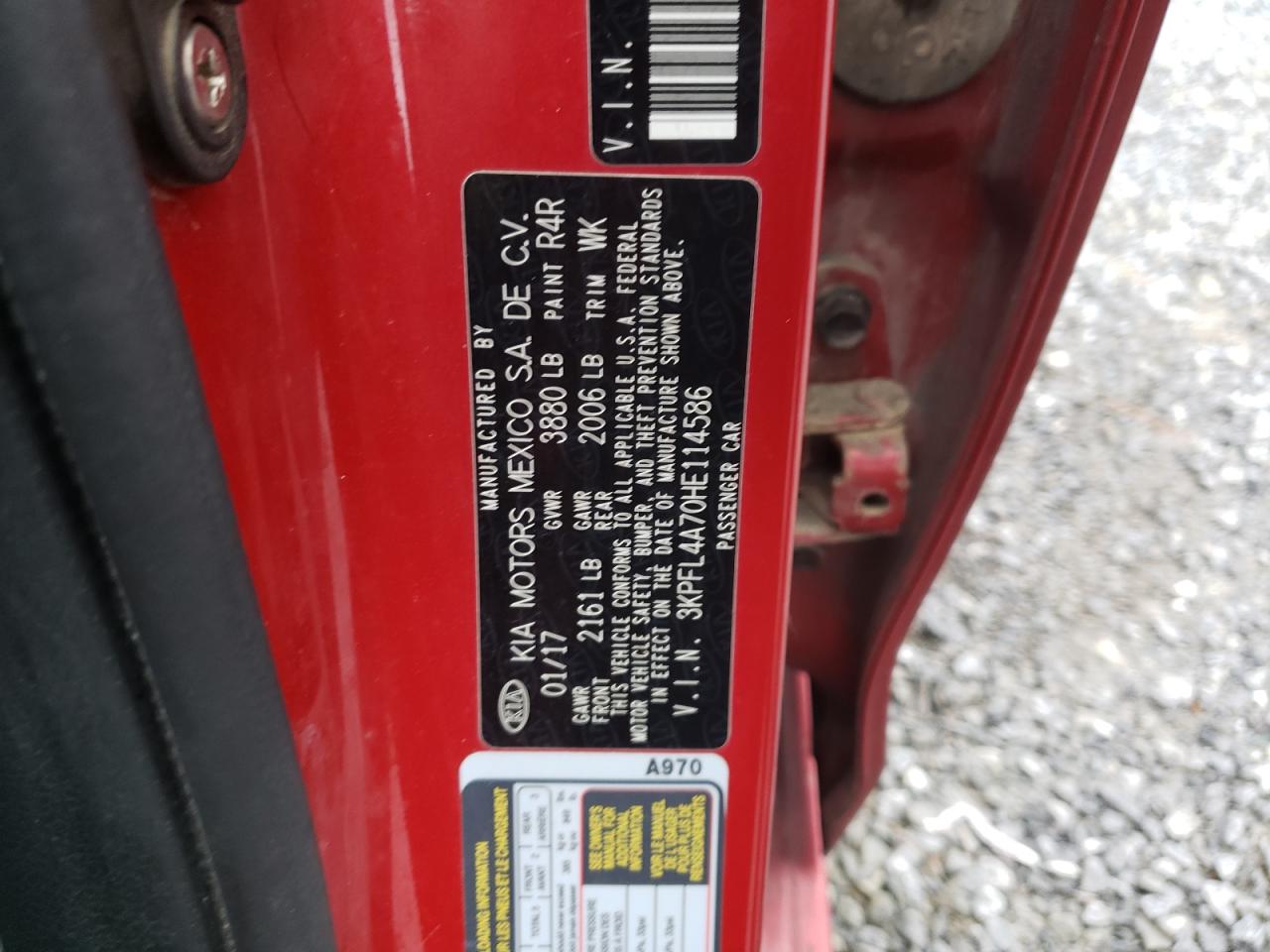 Photo 10 from auction – 2017 KIA FORTE LX with VIN 3KPFL4A70HE114586