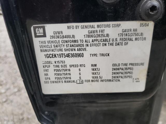 Photo 10 from auction – 2004 CHEVROLET SILVERADO with VIN 1GCEK19T54E360960