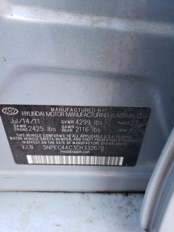 Photo 10 from auction – 2012 HYUNDAI SONATA SE with VIN 5NPEC4AC3CH332678