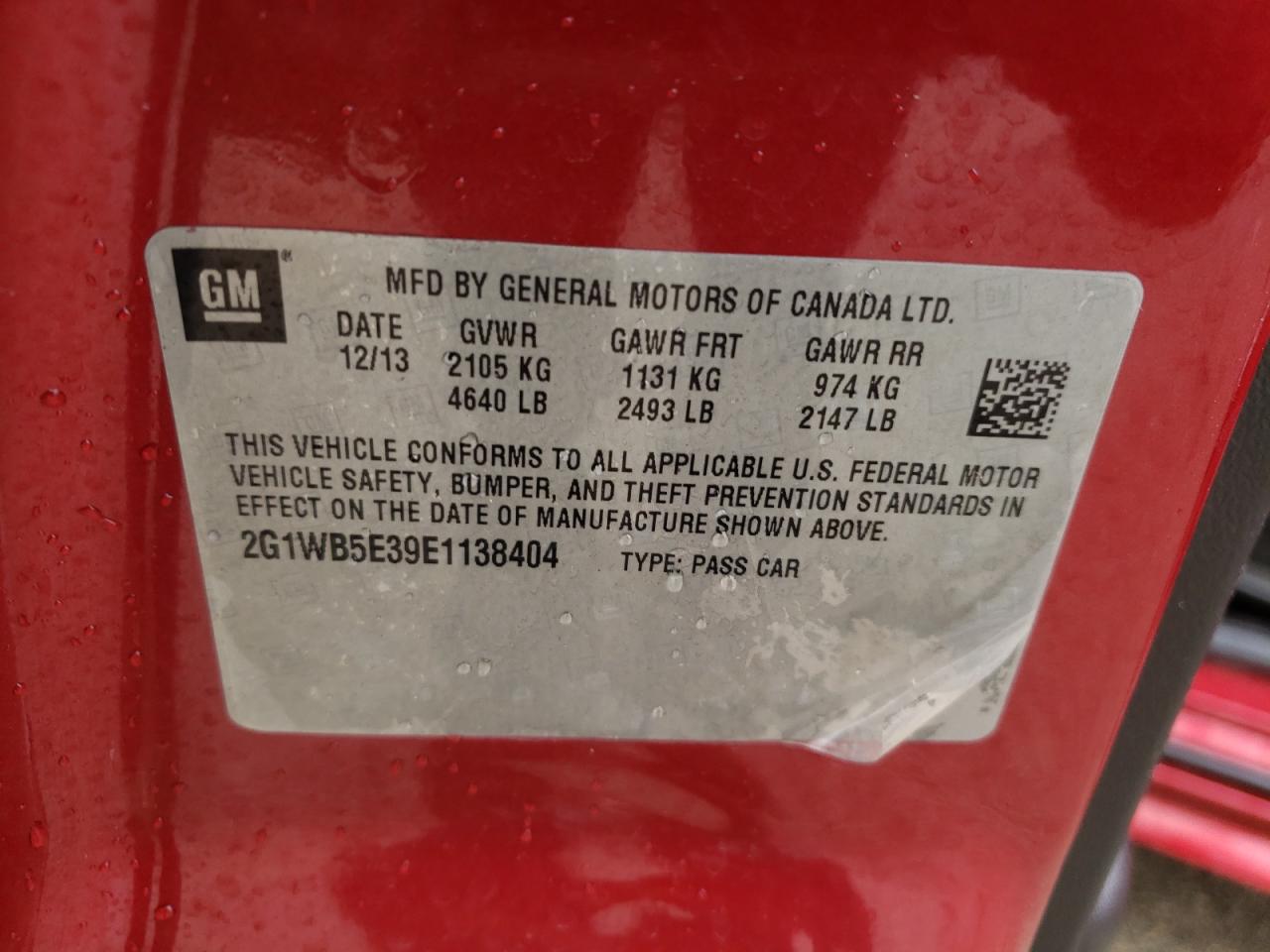 Photo 10 from auction – 2014 CHEVROLET IMPALA LIM with VIN 2G1WB5E39E1138404