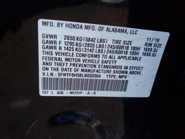 Photo 10 from auction – 2020 HONDA PILOT EXL with VIN 5FNYF6H58LB033564