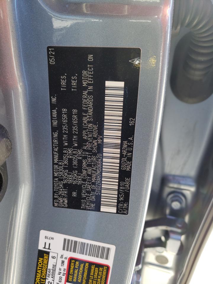 Photo 10 from auction – 2021 TOYOTA HIGHLANDER with VIN 5TDZZRAH7MS068420