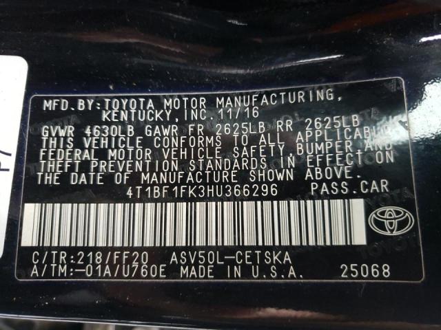 Photo 10 from auction – 2017 TOYOTA CAMRY LE with VIN 4T1BF1FK3HU366296