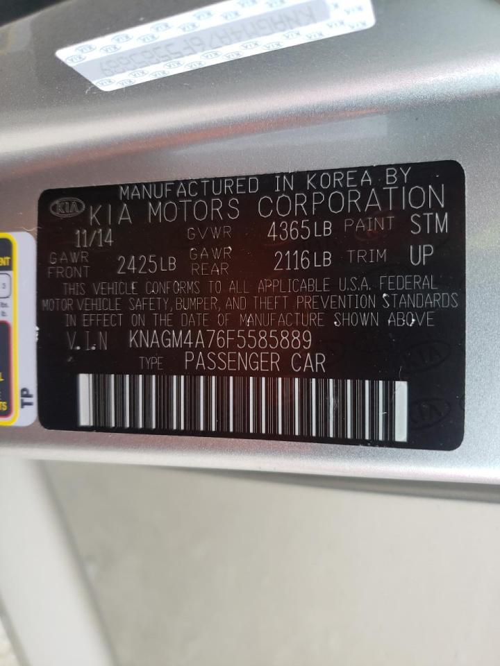 Photo 10 from auction – 2015 KIA OPTIMA LX with VIN KNAGM4A76F5585889