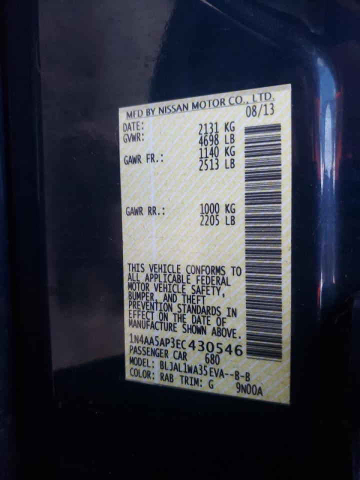 Photo 10 from auction – 2014 NISSAN MAXIMA S with VIN 1N4AA5AP3EC430546