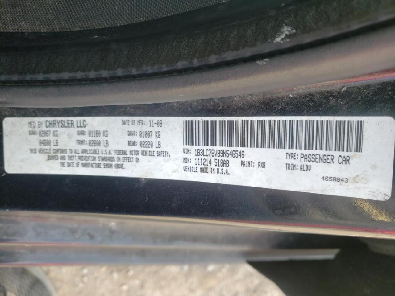Photo 20 from auction – 2009 DODGE AVENGER R/ with VIN 1B3LC76V89N546546