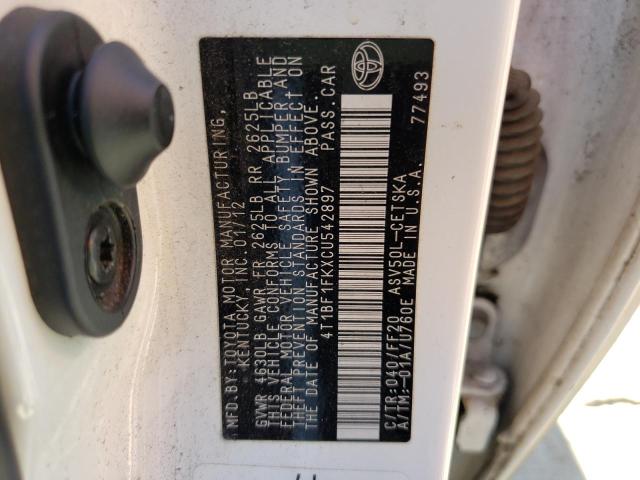 Photo 10 from auction – 2012 TOYOTA CAMRY STD/ with VIN 4T1BF1FKXCU542897