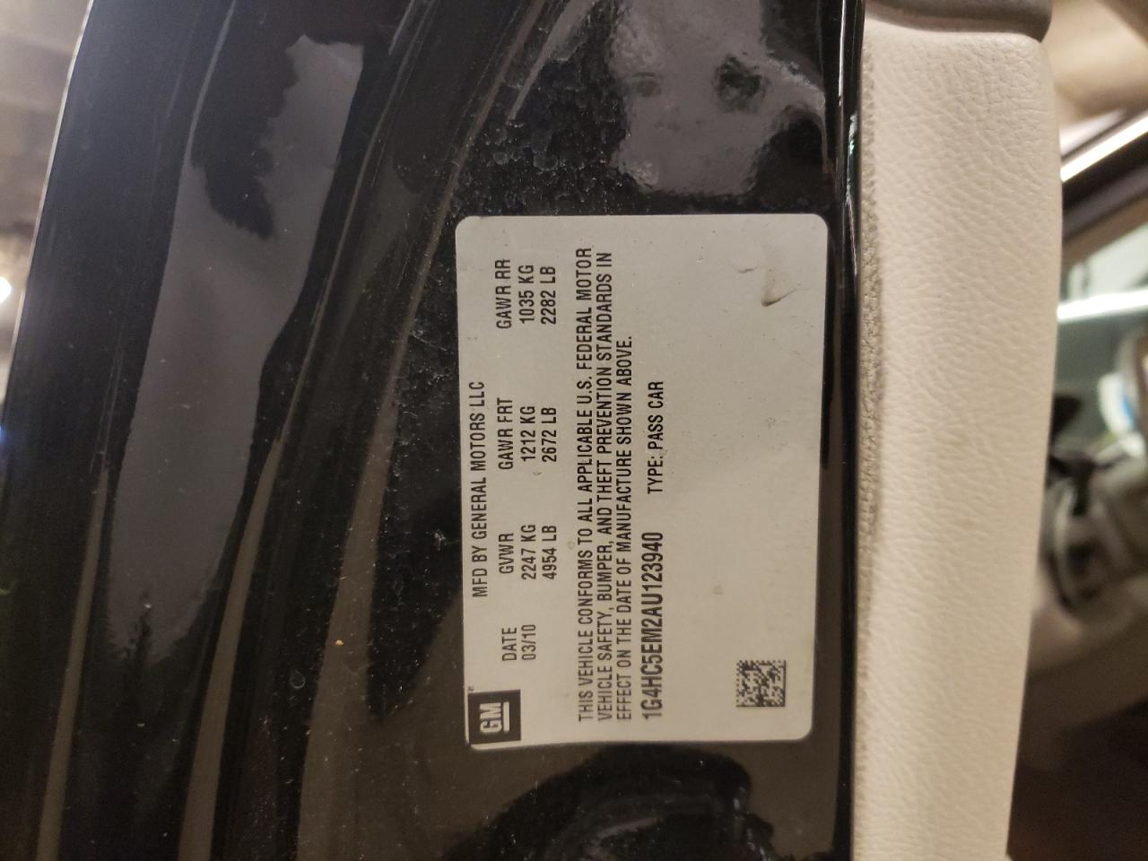 Photo 10 from auction – 2010 BUICK LUCERNE CX with VIN 1G4HC5EM2AU123940