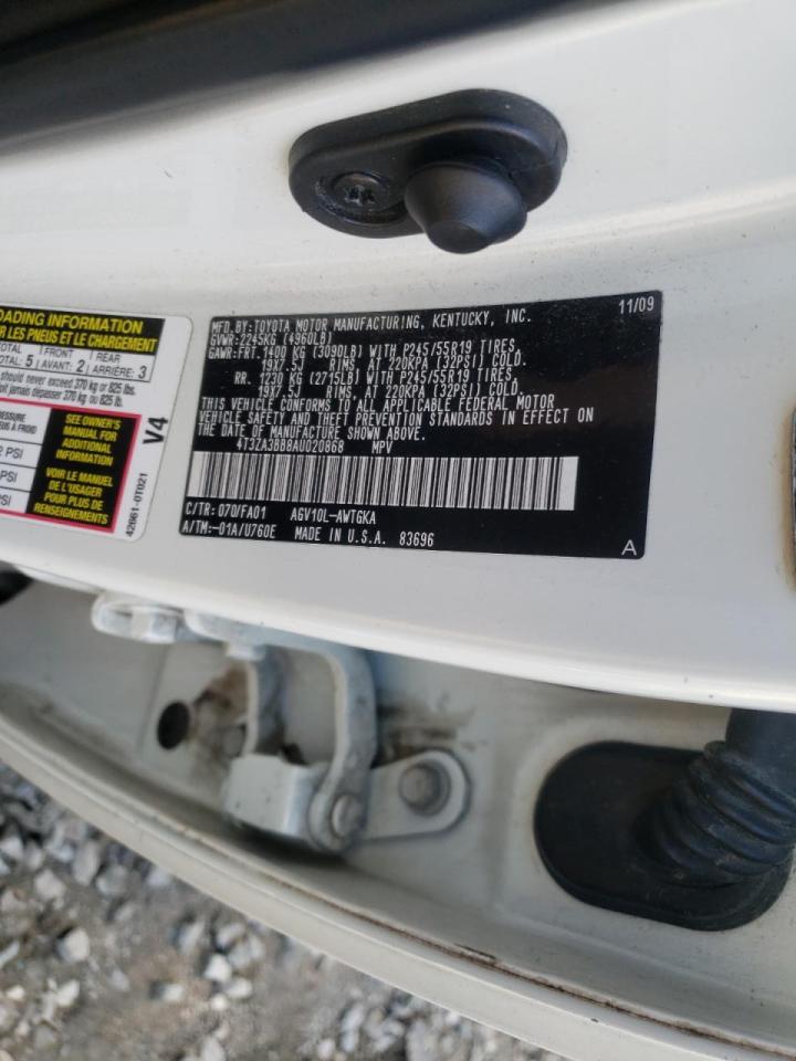 Photo 10 from auction – 2010 TOYOTA VENZA with VIN 4T3ZA3BB8AU020868