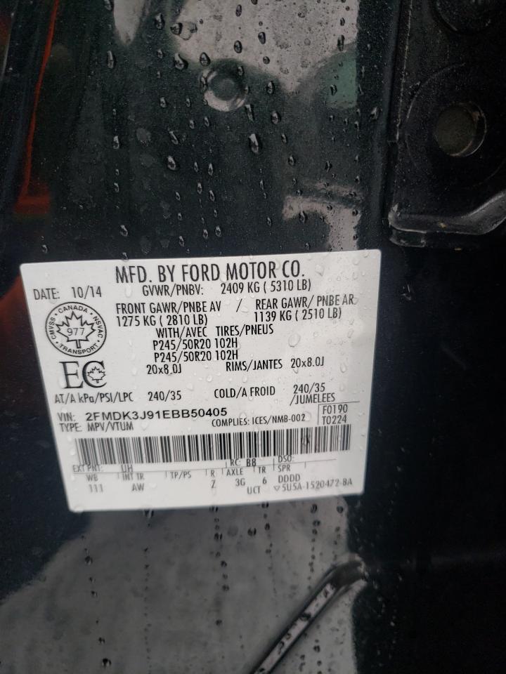 Photo 10 from auction – 2014 FORD EDGE SEL with VIN 2FMDK3J91EBB50405