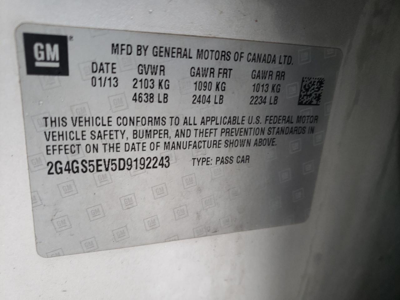 Photo 10 from auction – 2013 BUICK REGAL PREM with VIN 2G4GS5EV5D9192243