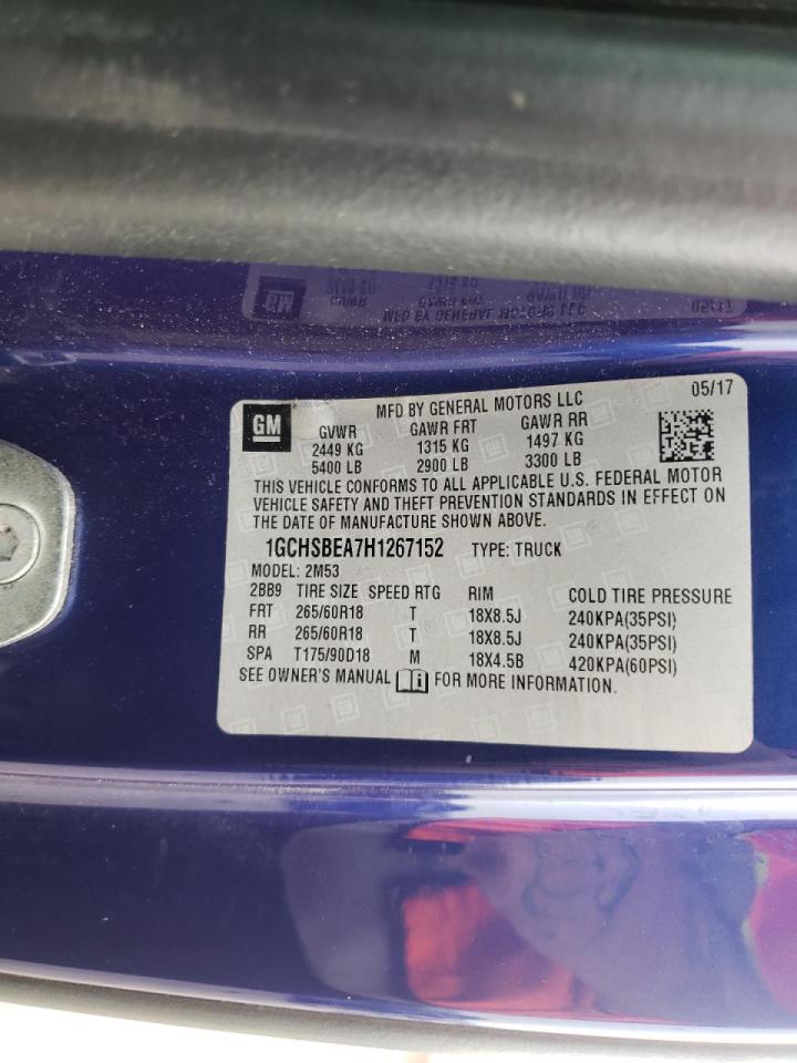 Photo 10 from auction – 2017 CHEVROLET COLORADO with VIN 1GCHSBEA7H1267152