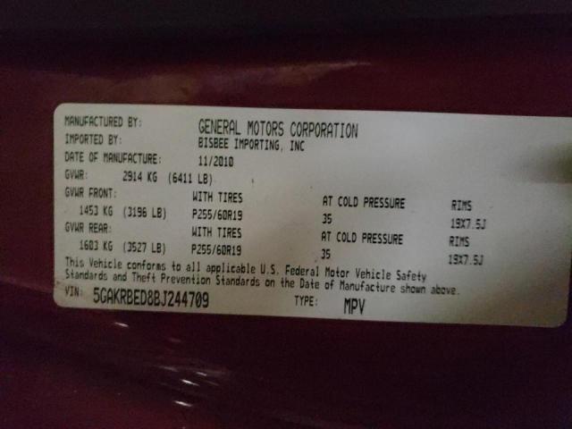 Photo 10 from auction – 2011 BUICK ENCLAVE CX with VIN 5GAKRBED8BJ244709
