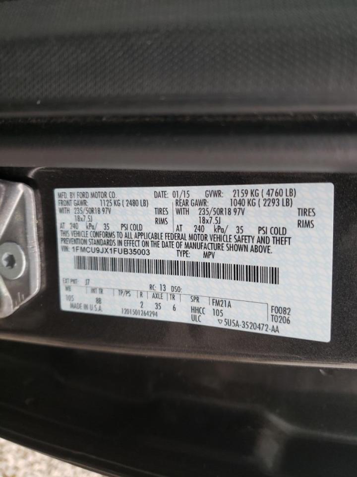 Photo 10 from auction – 2015 FORD ESCAPE TIT with VIN 1FMCU9JX1FUB35003