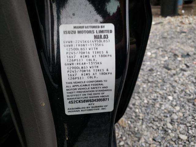 ISUZU RODEO 2003 with VIN 4S2CK58W634305971 - Photo from auction