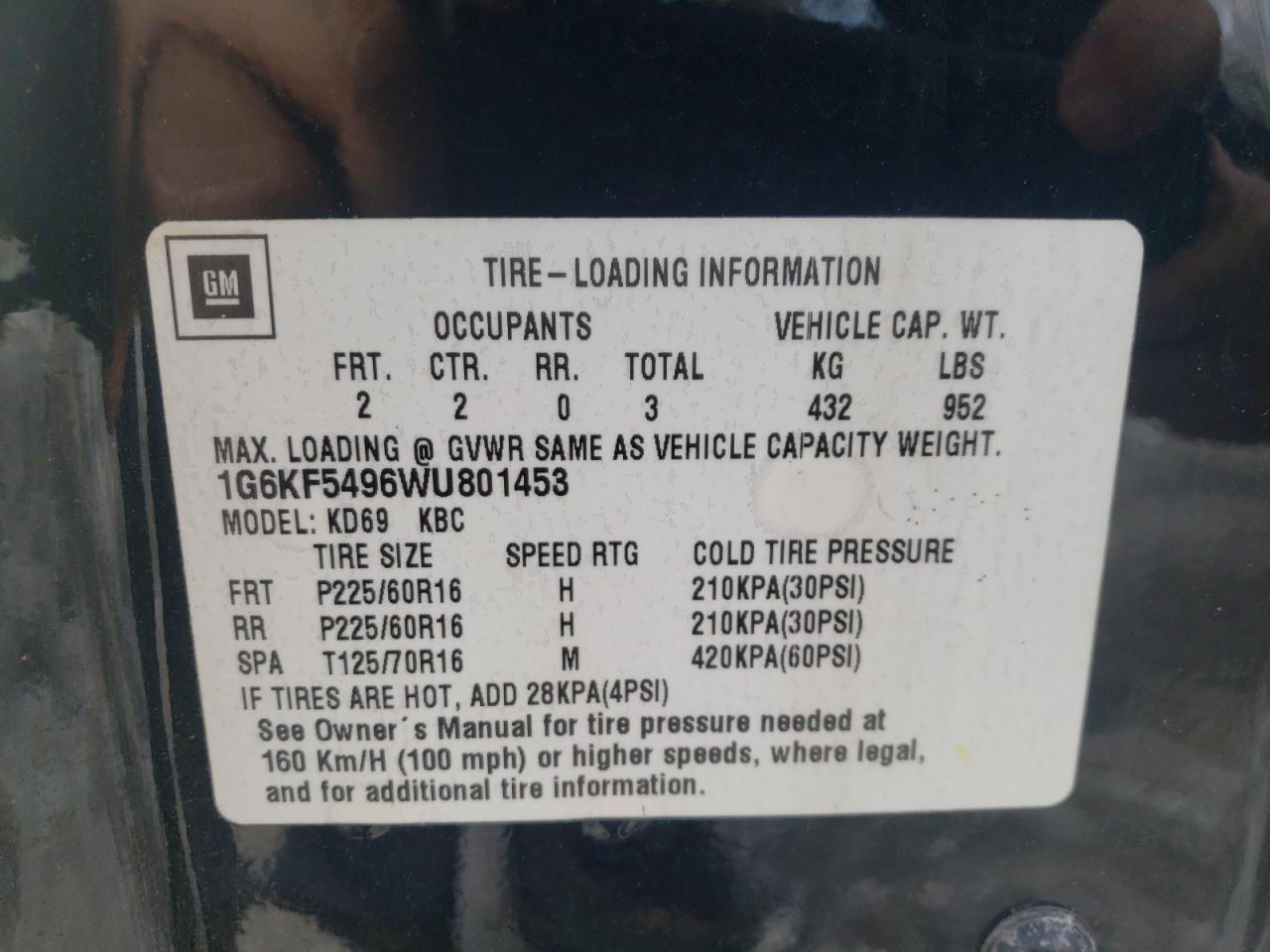 Photo 10 from auction – 1998 CADILLAC DEVILLE CO with VIN 1G6KF5496WU801453