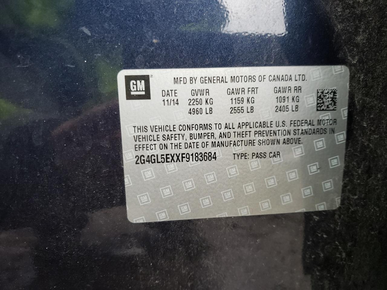 Photo 10 from auction – 2015 BUICK REGAL with VIN 2G4GL5EXXF9183684