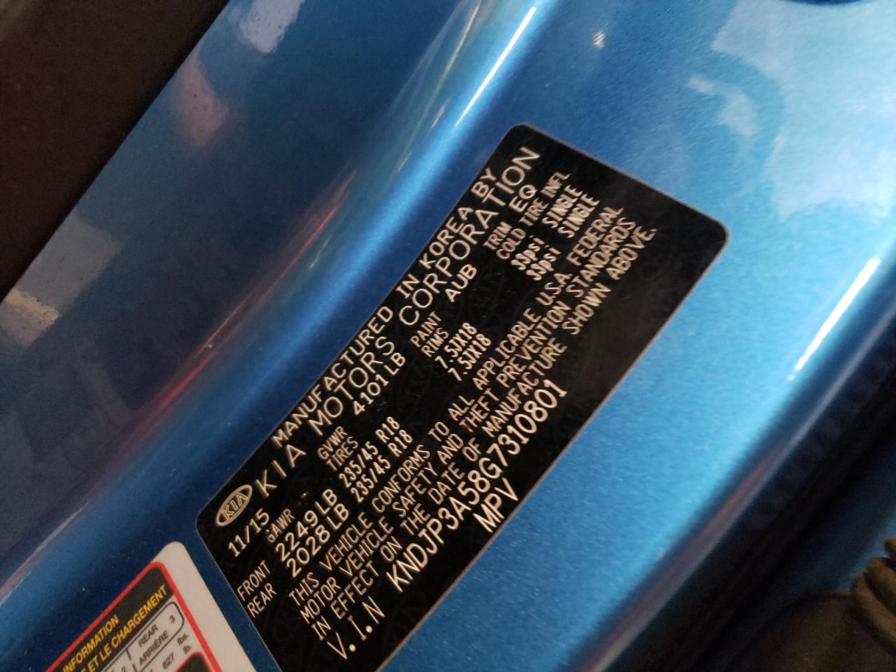 Фото 10 с аукциона – 2016 KIA SOUL + с VIN KNDJP3A58G7310801