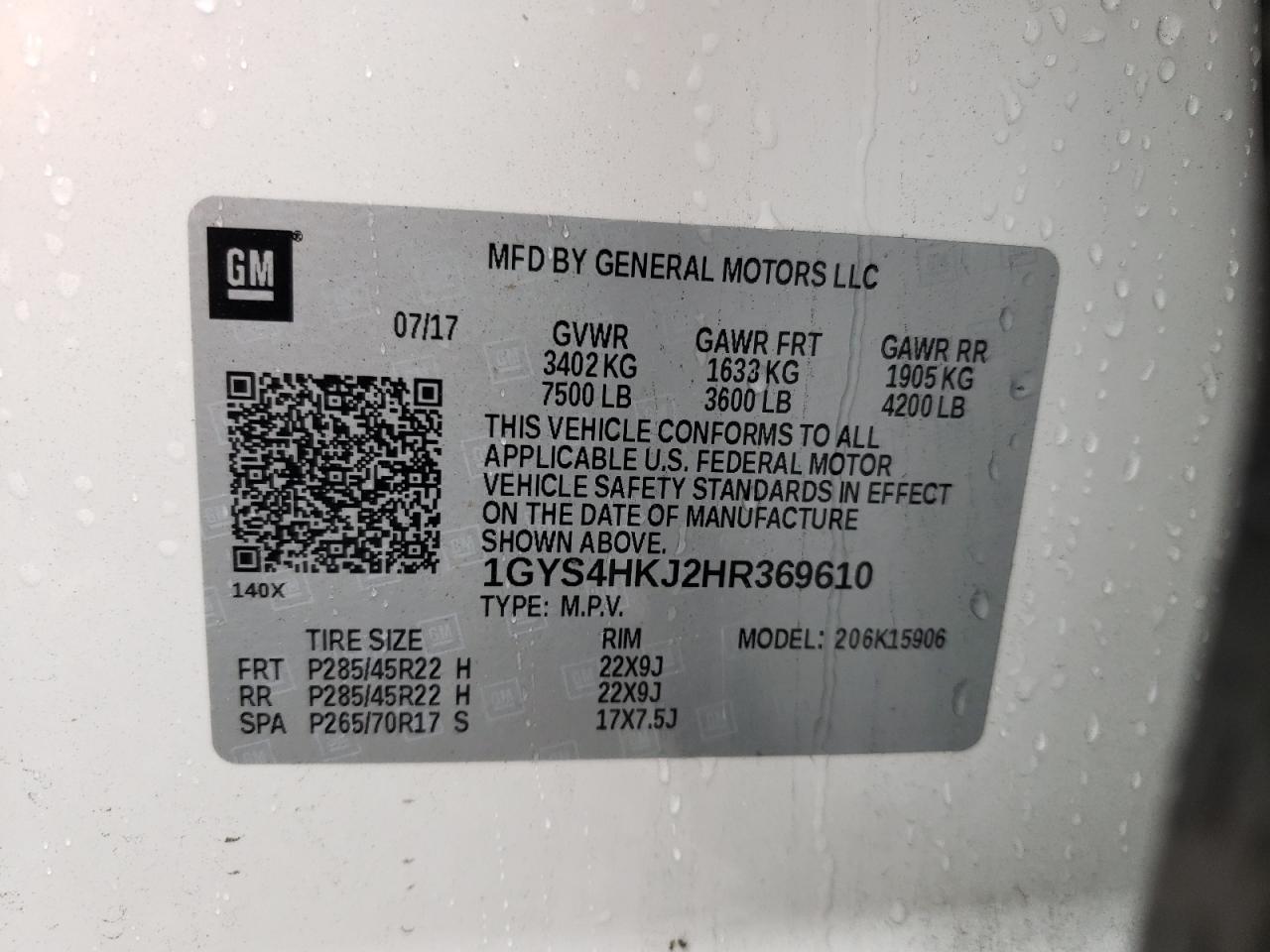 Photo 10 from auction – 2017 CADILLAC ESCALADE E with VIN 1GYS4HKJ2HR369610