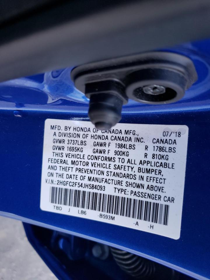 Photo 10 from auction – 2018 HONDA CIVIC LX with VIN 2HGFC2F54JH584093