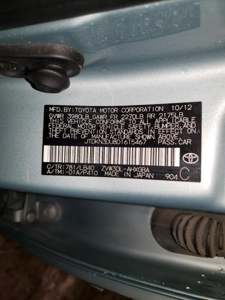 Photo 10 from auction – 2013 TOYOTA PRIUS with VIN JTDKN3DU8D1615467