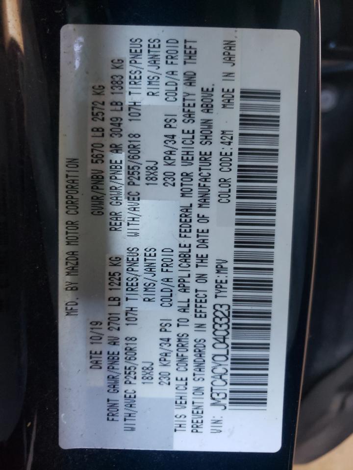 Photo 10 from auction – 2020 MAZDA CX-9 TOURI with VIN JM3TCACY0L0403323