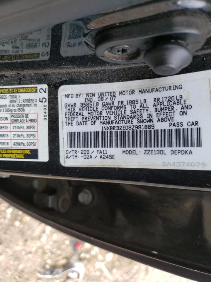 Photo 10 from auction – 2008 TOYOTA COROLLA CE with VIN 1NXBR32E08Z981889