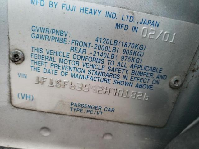 Photo 10 from auction – 2002 SUBARU FORESTER L with VIN JF1SF63592H701826