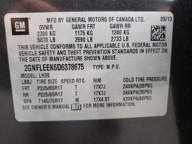 Photo 10 from auction – 2013 CHEVROLET EQUINOX LT with VIN 2GNFLEEK6D6378675