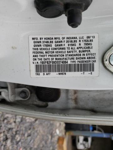 Photo 10 from auction – 2013 HONDA CIVIC LX with VIN 19XFB2F59DE074064