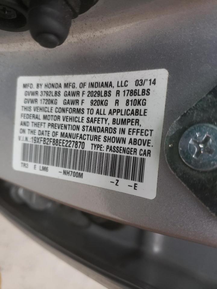 Photo 10 from auction – 2014 HONDA CIVIC EX with VIN 19XFB2F88EE227870