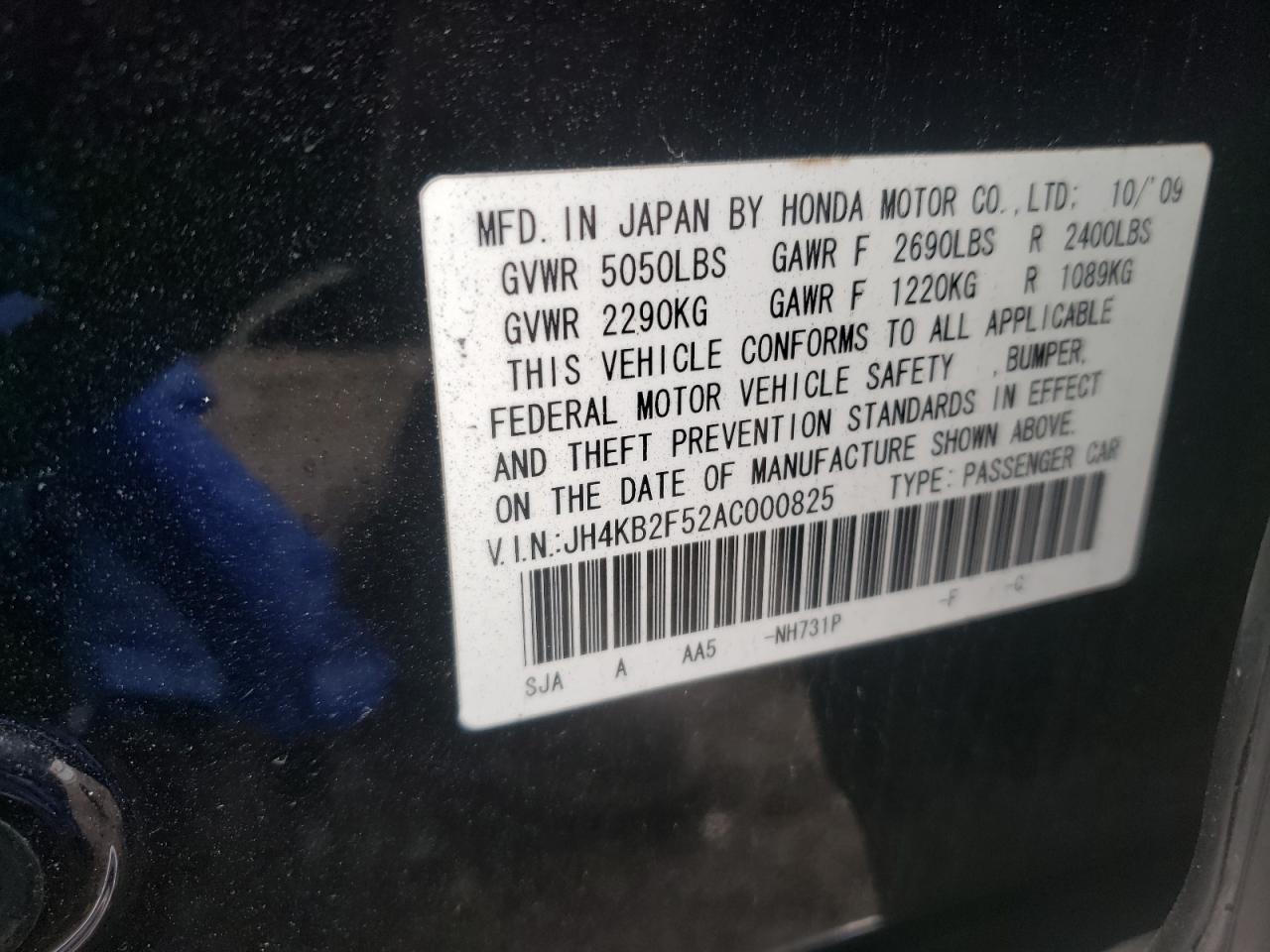 Photo 10 from auction – 2010 ACURA RL with VIN JH4KB2F52AC000825