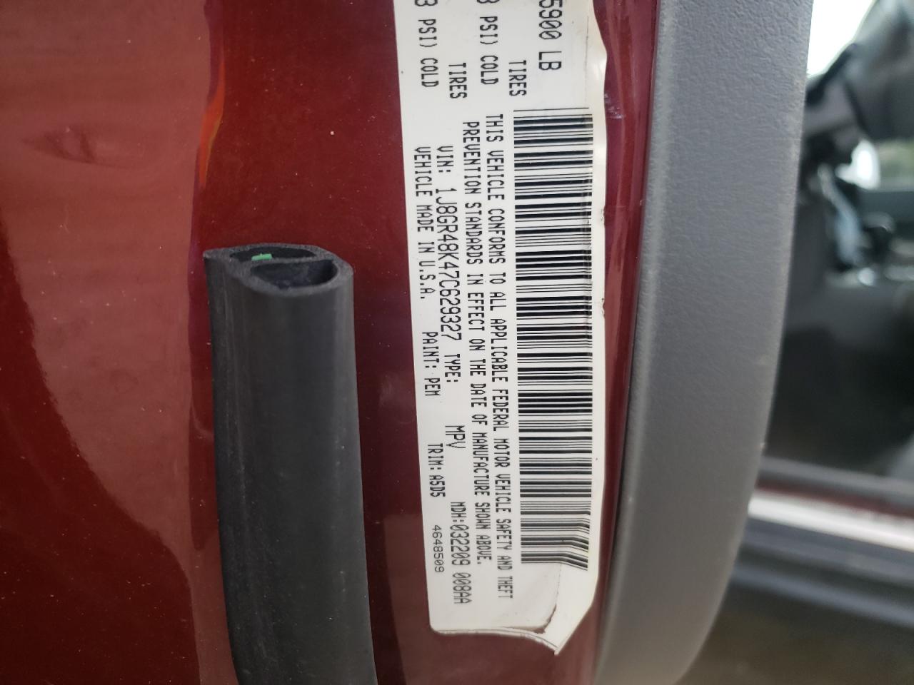 Photo 10 from auction – 2007 JEEP GRAND CHER with VIN 1J8GR48K47C629327