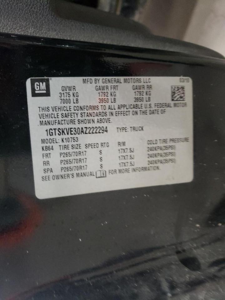 Photo 10 from auction – 2010 GMC SIERRA K15 with VIN 1GTSKVE30AZ222294