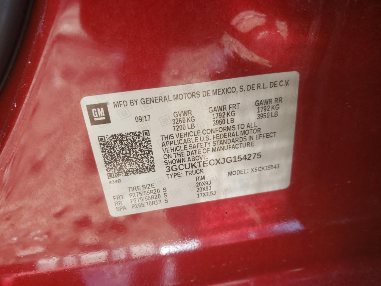 Photo 10 from auction – 2018 CHEVROLET SILVERADO with VIN 3GCUKTECXJG154275